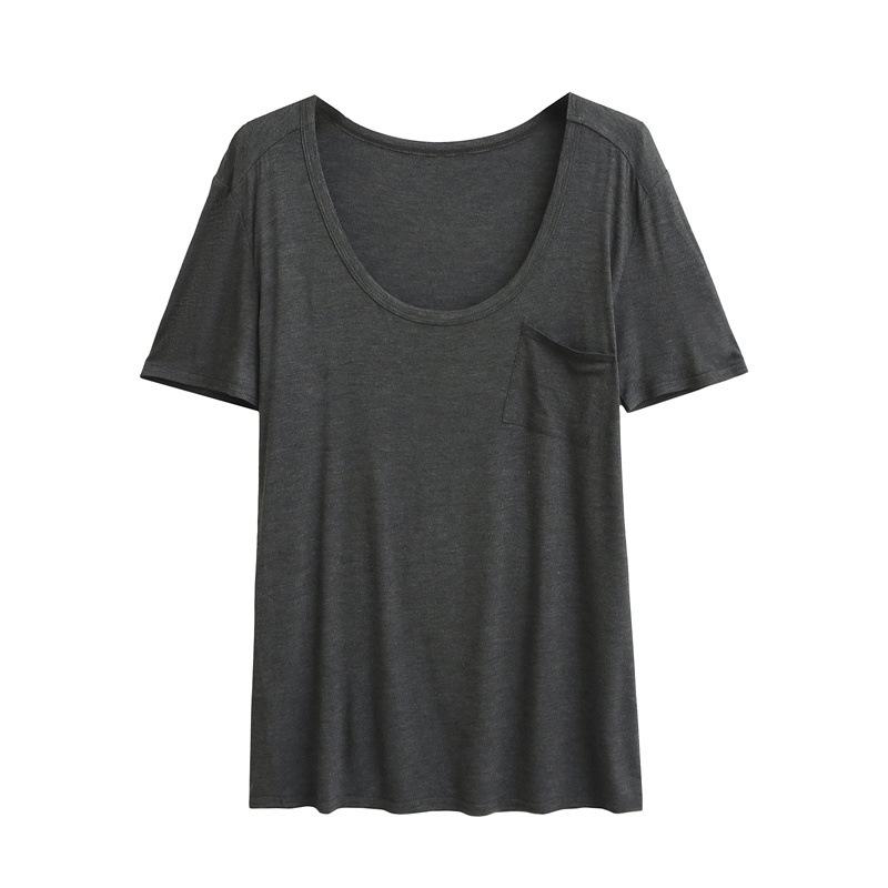 Women’s Casual U-Neck Short-Sleeve Loose Yoga Top Small темно-серого