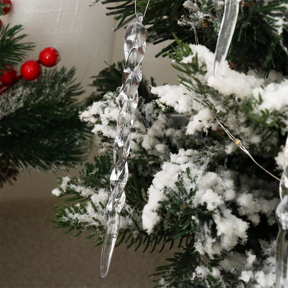 12Pcs Hanging Ice Strip Pendants Acrylic Christmas Tree Drop Ornament  Home