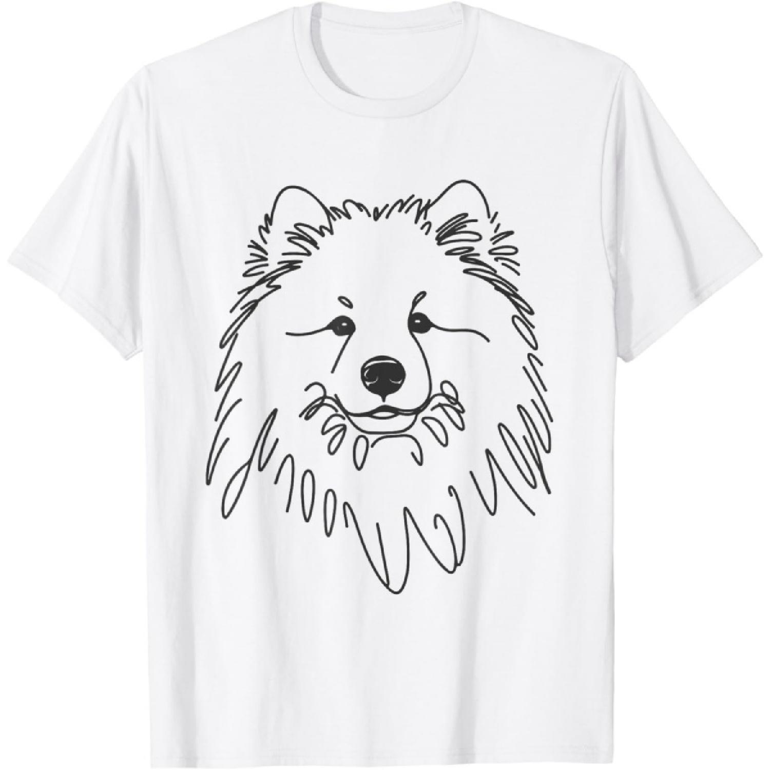 Line Art Dad Mom Dog - Samoyed T-Shirt XXXXXL белый