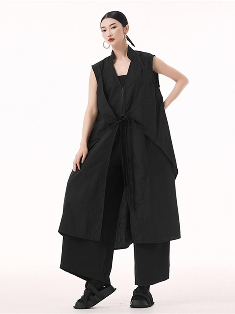 Xitao Sleeveless Zipper Bandage False Two Pieces Dress GYX1803