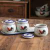 Retro Ceramic Rooster Seasoning Jar Salt and Monosodium Glutamate Seasoning Jar Household Kitchen with Lid Spoon