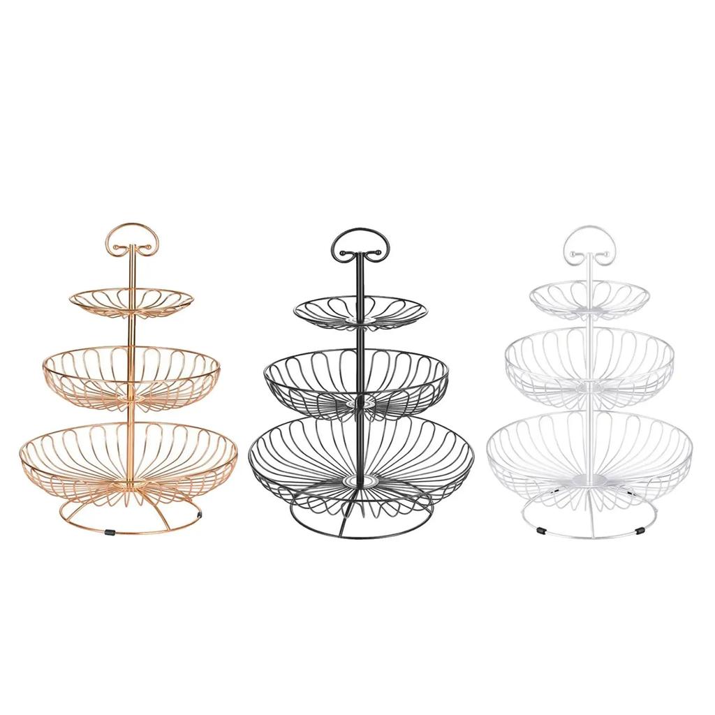 Metal Wire 3 Layer Storage Basket Fruit Bowl Detachable Metal Cake Stand Decorative Dessert Holder Organizer Bathroom organizer