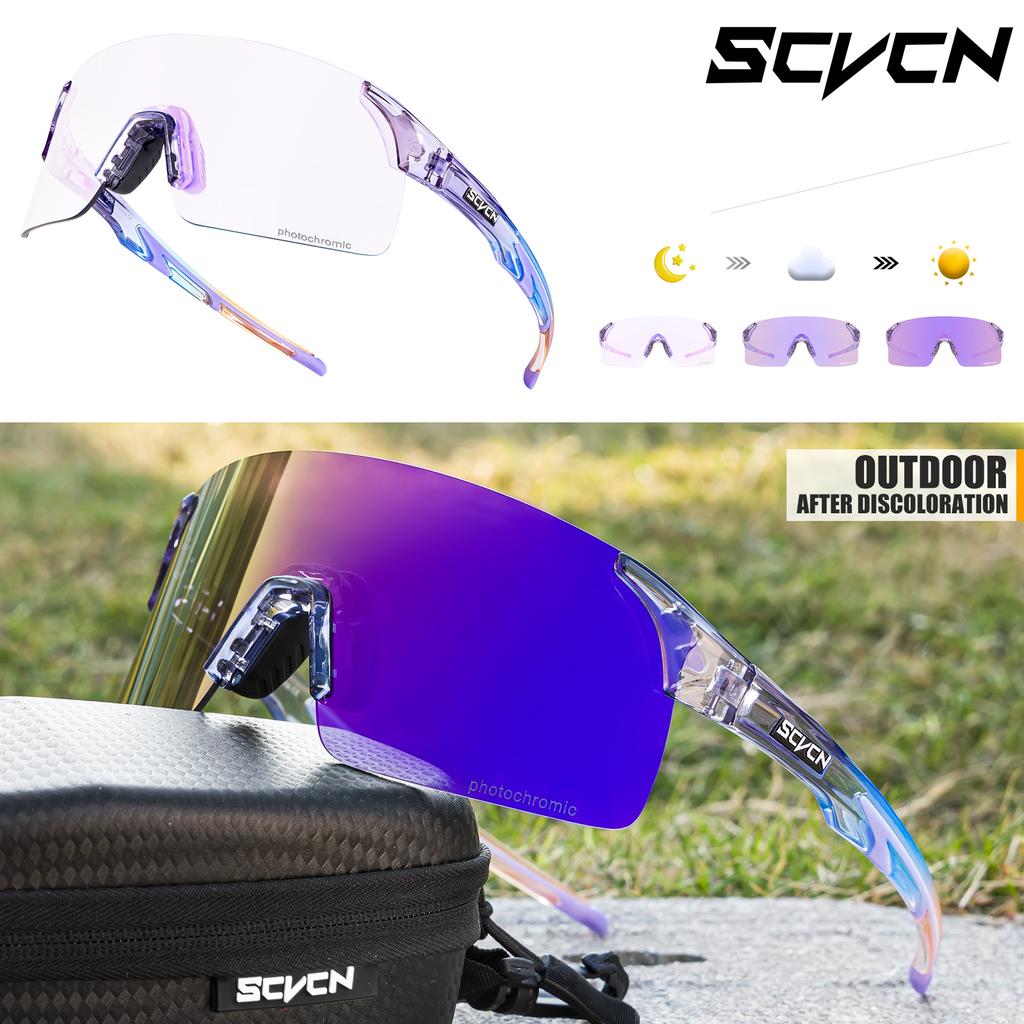 Scvcn Photochromic Sunglasses Cycling Blue Outdoor Sports Bike Glasses Red Man MTB Fishing Glasses Eyewear Bicycle Goggles 2024