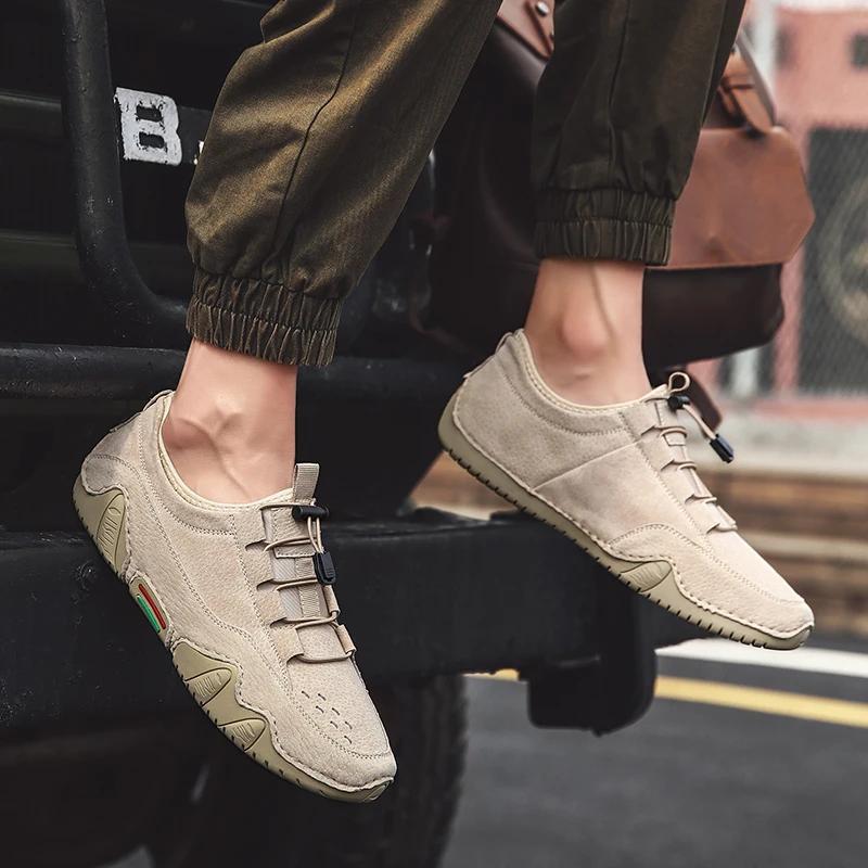 Soft Sole Lightweight Shoes Outdoor Jogging Anti-Slip Wearable Comfort Shoes Genuine Leather Men Loafers Casual Shoes Sneakers