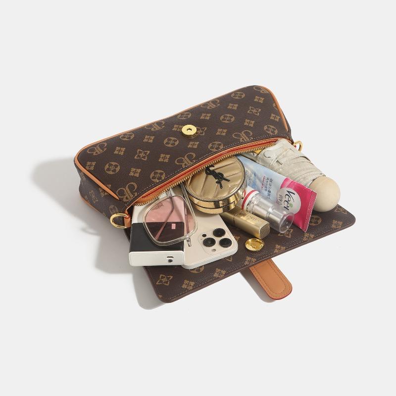 Leather Retro Printed Baguette Armpit Bag Women's New Fashion Versatile Niche Light Luxury Shoulder Messenger Bag