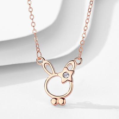 Naszyjnik damski z małym króliczkiem ze srebra próby 925, spersonalizowany projekt, modny temperament, lekki, luksusowy naszyjnik