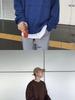 Men's Retro Korean Style Loose Knit Sweater - Solid Color, Round Neck, Autumn/Winter Trend.