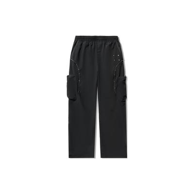 Li Ning X CRC Collaboration Solid Color Straight Leg Water Resistant Loose Fit Sports Pants Men Bottoms Black AYKU645-2