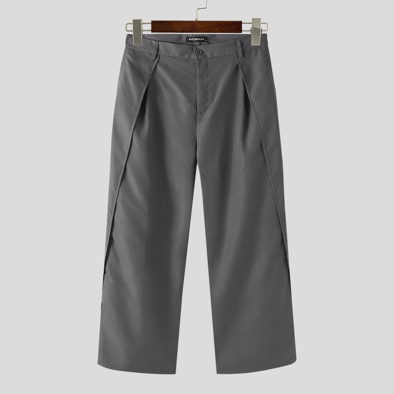 

INCERUN Мужские свободные широкие брюки на молнии с высокой талией L серый