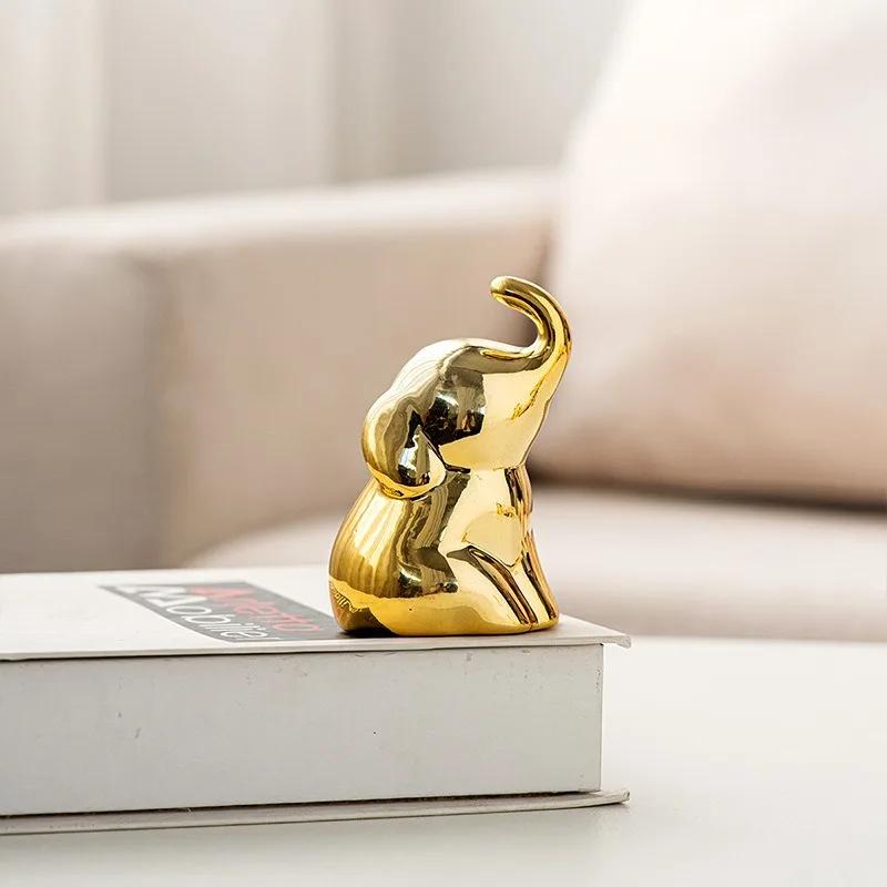 Nordic Ceramic Home Simple Gold Elephant Decoration Table Decoration Ceramic Crafts Modern Decorative Decoration Vintage Home