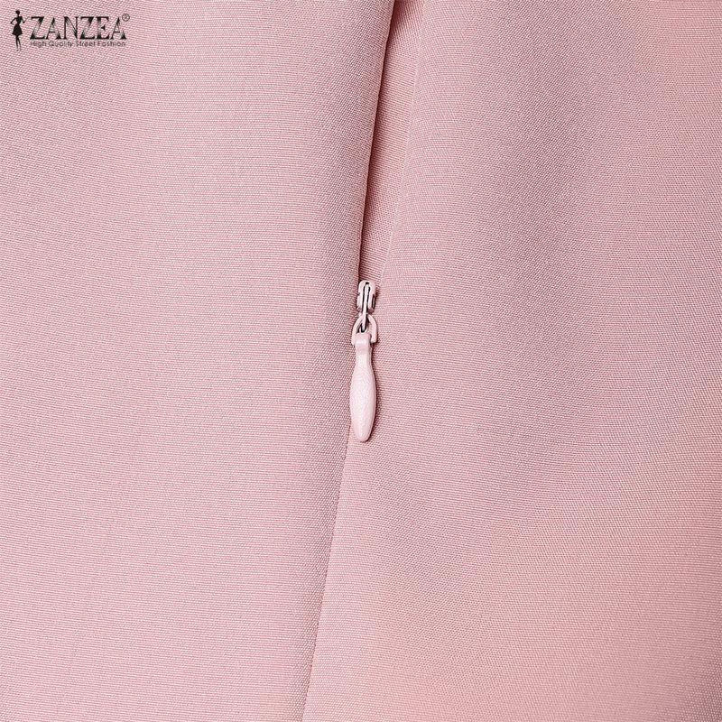 ZANZEA Women Lace Patchwork Casual Round Neck Short Sleeve Dress