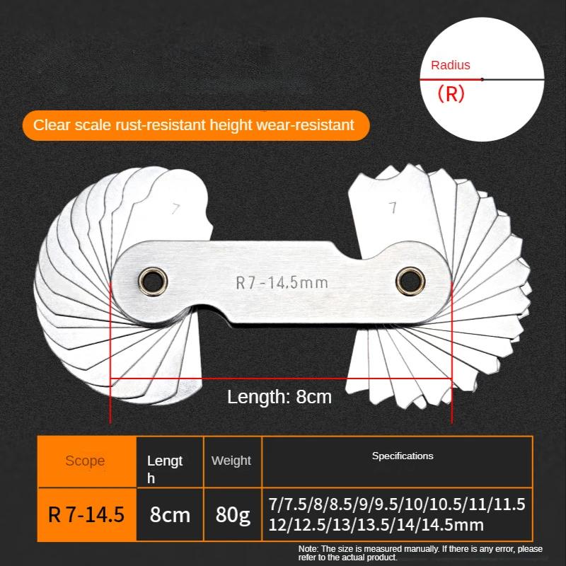 Stainless Steel R Gauge Complete Set Rounding Measuring Instrument High-precision Radius Gauge R Angle Radian Fillet Measuring