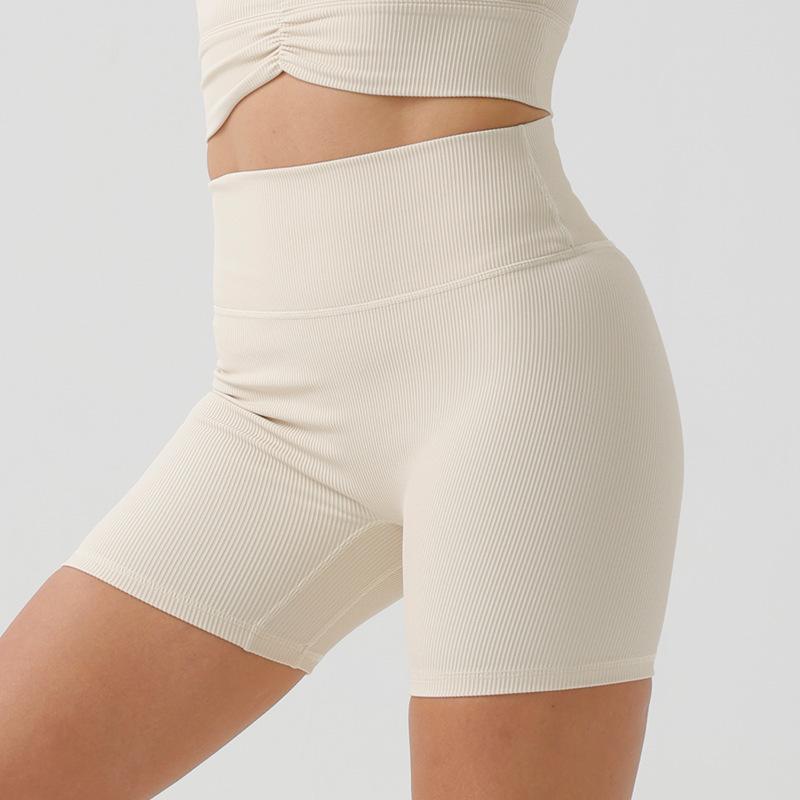 

Экологичные шорты для йоги в рубчик с высокой посадкой - Бесшовные, подтягивающие бедра фитнес-брюки для женщин M