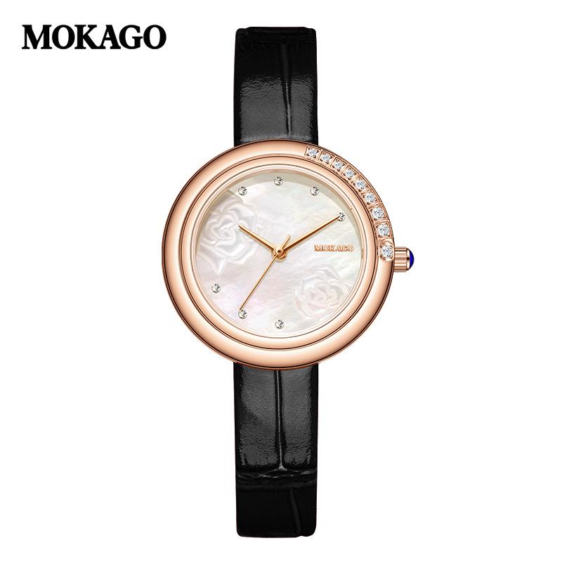Mokaga Exquisite 3D Carved Women s Quartz Watch with Retro Bamboo Strap