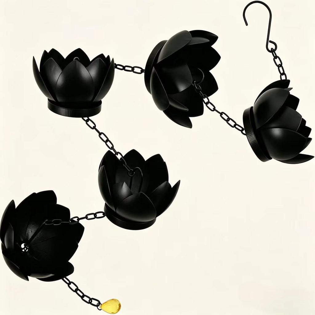 Lotus Garden Gutter Rain Chain - Courtyard Drainage & Water Guide