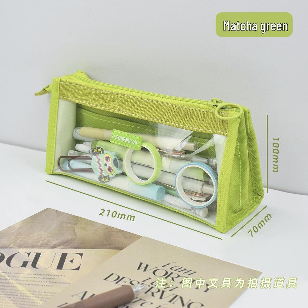 Bojin Lechengcai Transparent Six-Layer PVC Pencil Case - Large Capacity Student Storage Bag