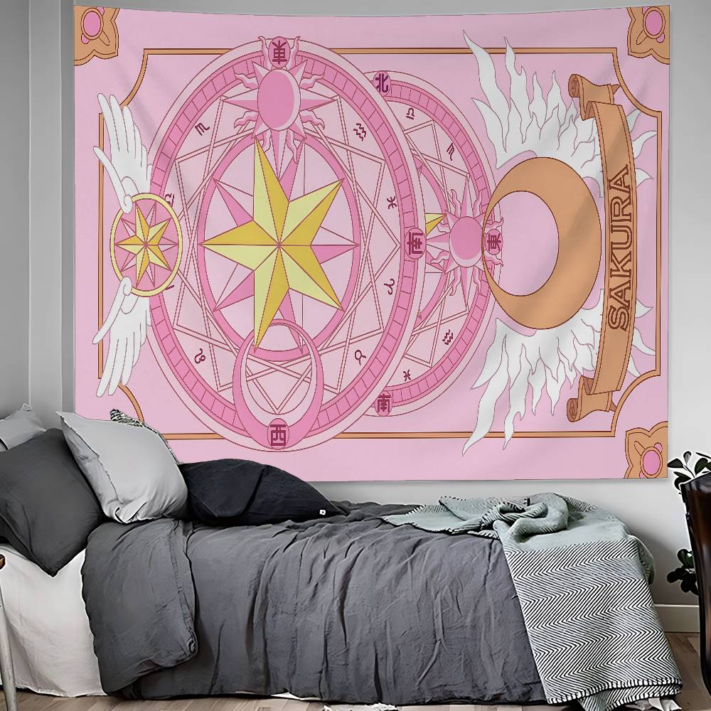 

CCardcaptor Sakura Anime Colorful Tapestry Wall Hanging Hippie Flower Wall Carpets Dorm Decor Wall Art Decor 74x94cm(29x37in)