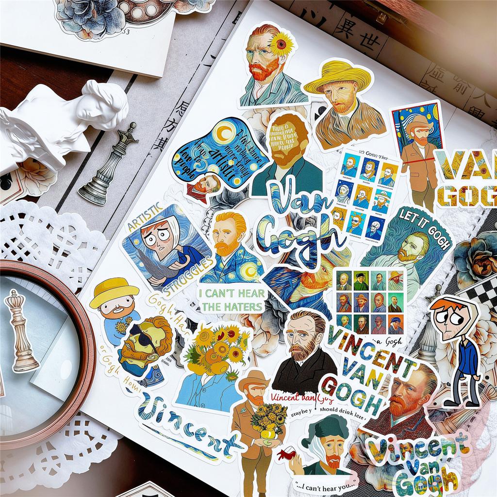 135Pcs/Set Van Gogh Art Gallery Mini Diary Manual Stickers DIY Scrapbooks Album Decor Decals Stickers
