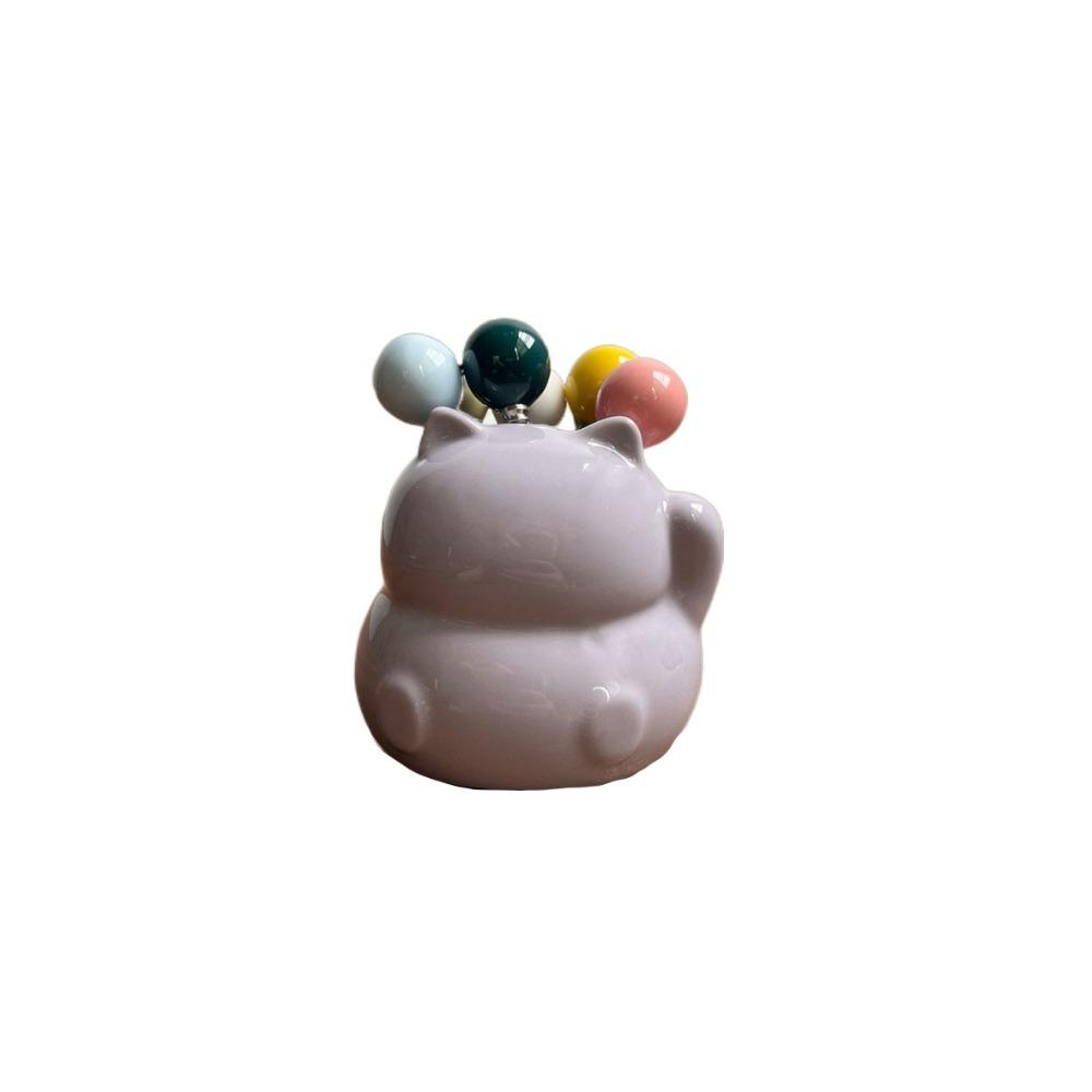 Cartoon Cat Ceramic Fruit Forks Set Ins Style Solid Color Ceramic Fruit Forks Receipt Jar Comfortable Grip Creative