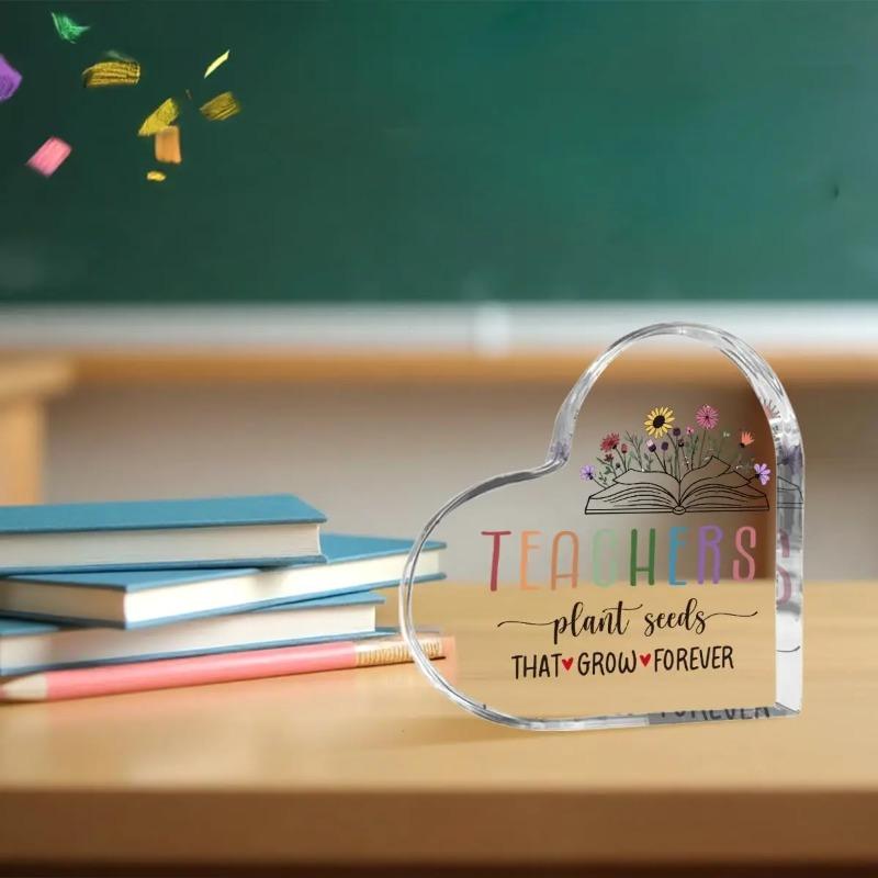 2D Flat Teacher Thank You Gifts Acrylic Desktop Decoration Plaque, Home Decor Plaque Hanging Wall Art Decorative Garden Decoration for Room Door Signs