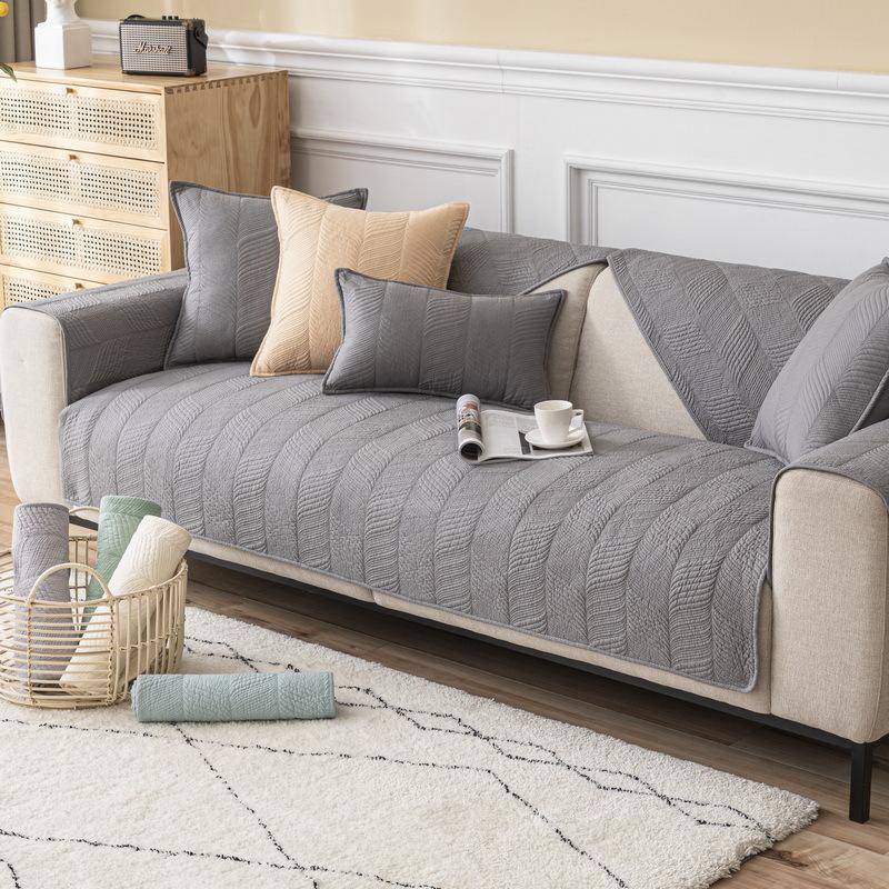 Four Seasons Universelles Sofakissen aus Baumwolle, gestepptes Stoffkissen, nordisches, einfaches, rutschfestes, einfarbiges Sofabezug