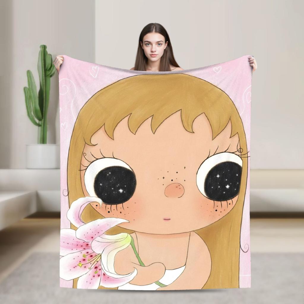 YUY Xiaoyu Blankets Flannel Spring Autumn Manga Girl Multifunction Lightweight Thin Throw Blankets for Bed Couch Bedspreads