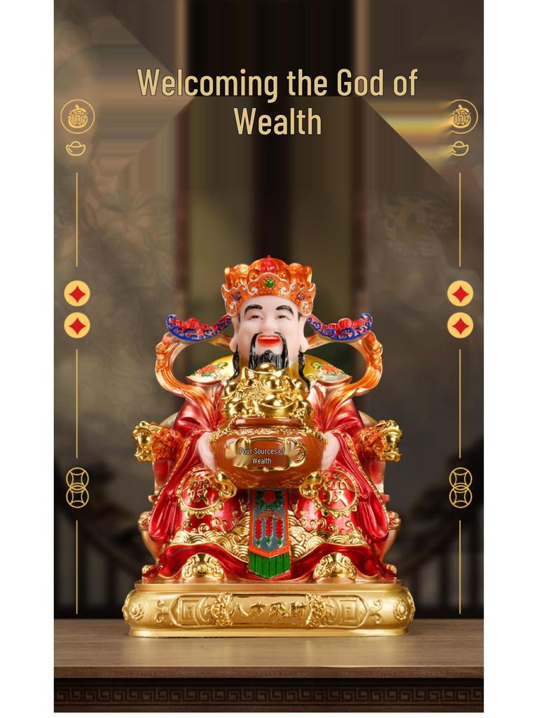 2025 Wen Cai Shen Statue: Copper-Colored for Inviting Wealth, Ideal for Home or Living Room Worship.