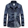 Frühlings- und Herbst-Denimhemd Herren Freizeit Langarmhemd Locker Herrenoberteil