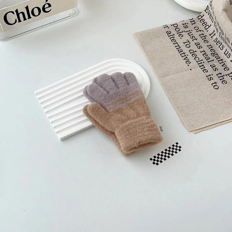 2-6Y Children's Warm Gloves Autumn Winter Cold Proof Thickened for Boys and Girls Kindergarten Children Five Fingers Gloves
