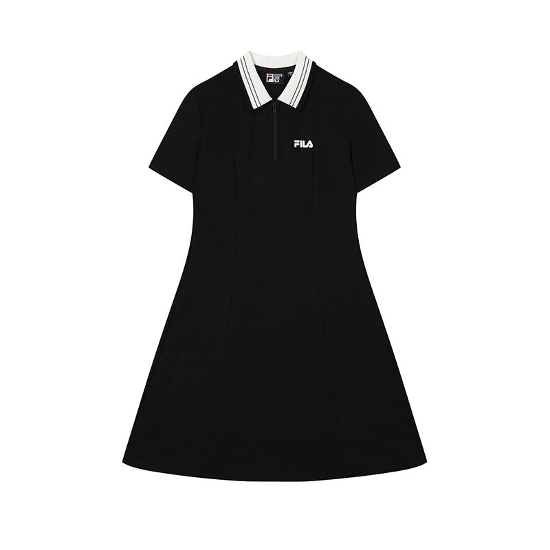 FILA Polo Pompido Center Collaboration Knitted Polo Dress Women Dresses Black F11W438307FBK