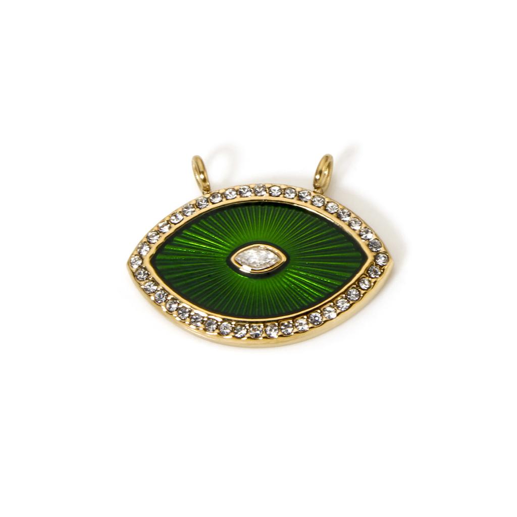 1 Piece Rhinestone Evil Eye Pendant 14K Real Gold Plated Stainless Steel Geometric Moon Charms For Jewelry Making DIY Finding