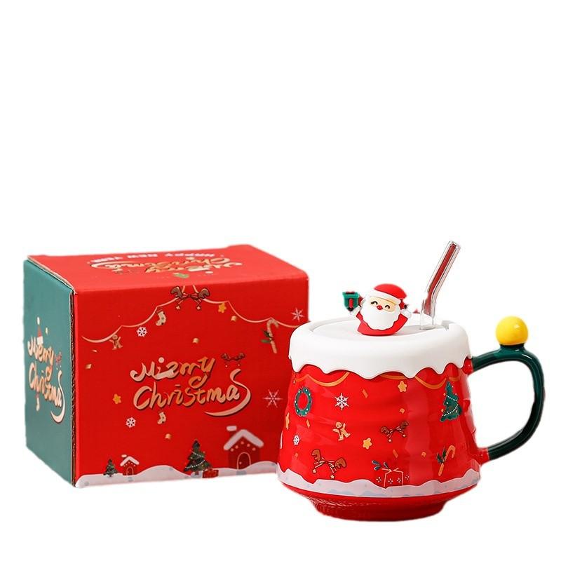 2024 Christmas Mug With Lid Straw Creative Christmas Ceramic Water Cup Large Capacity Gift Cup