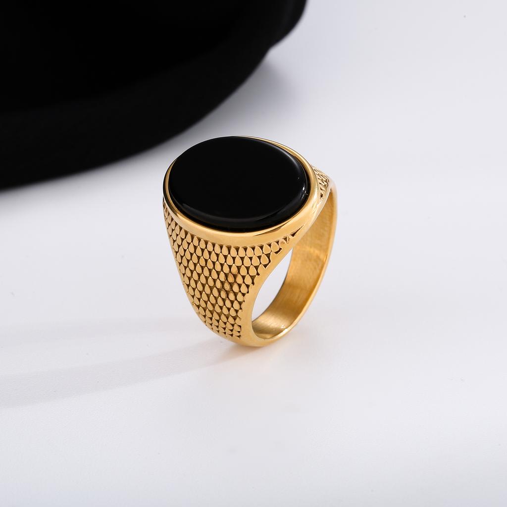 Klassische Herrenringe aus hochwertigem 316L-Edelstahl mit Onyx Trendschmuck