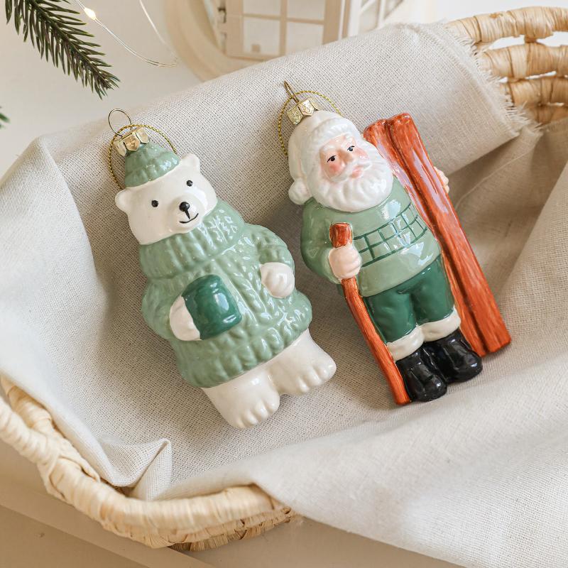 Christmas Pendant Plastic Material Old Man Car Bear Christmas Tree Hanging Decoration Family Party Christmas Decoration Pendant
