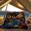 1pc Phoenix Feather Print Outdoor Blanket, Lightweight Polyester,