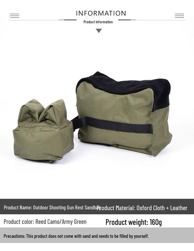 Camouflage Outdoor Cowhide Gun Rest Tactical Sandbag for Shooting and Military Enthusiasts