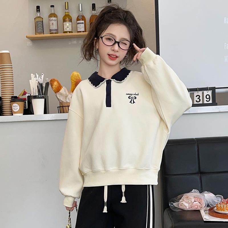 

2025 Модная весенне-осенняя толстовка с лацканами для девочек - Повседневная верхняя одежда 150 cm