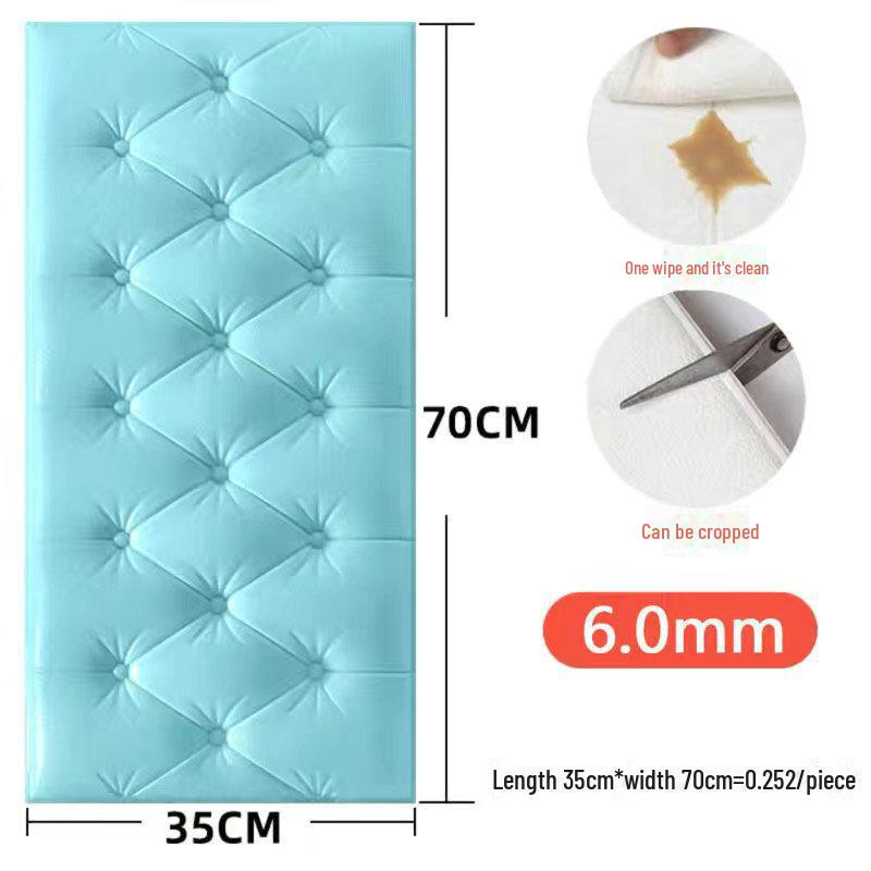 

3D самоклеящиеся водонепроницаемые настенные наклейки: Мягкий татами с защитой от столкновений и обрастания для детской комнаты или спальни. светло-синий