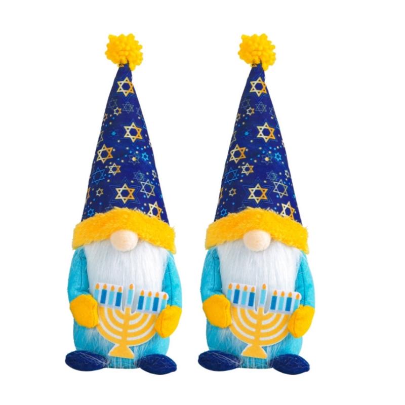 Faceless Ornament Colorful Cloth Hanukkah Festival Gnome Ornament Cultural Home Decorations for Holiday Party Festive
