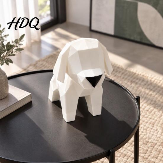 Modern Desk Accessories 3D Printed Geometric Puppy Figurine Minimalist Dog Statue Creative Animal Crafts Cute Artistic Sculpture for Home