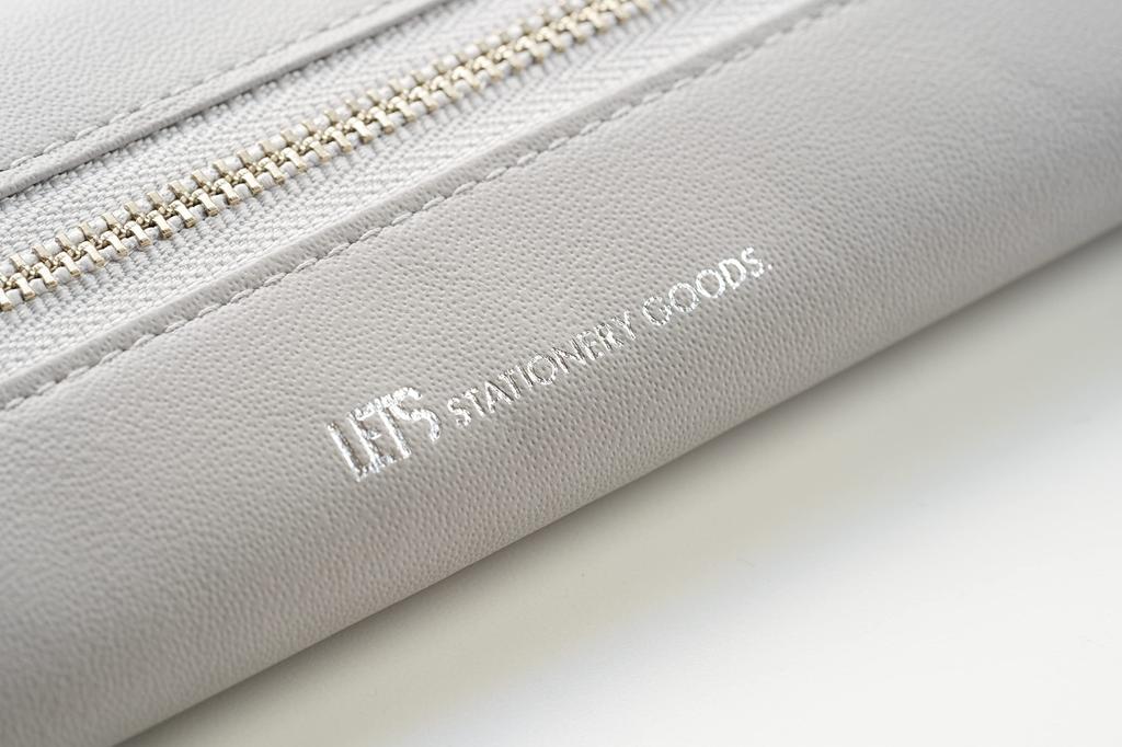 Italian Leather Pencil Case Pentaboric Frosty White (Gray)