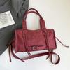Suede Tote Bag Women's Fashion Shoulder Bag with Lace Up Detail and Adjustable Crossbody Strap