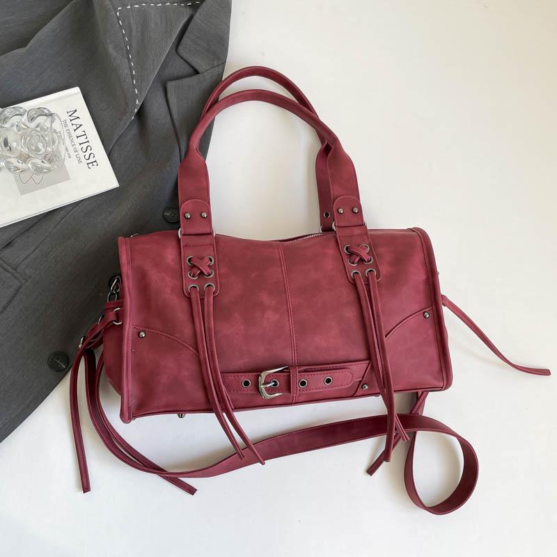 Suede Tote Bag Women's Fashion Shoulder Bag with Lace Up Detail and Adjustable Crossbody Strap