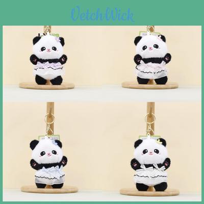 Plüsch-Pandabären-Schlüsselanhänger aus kurzem Plüschmaterial für Sammlergeschenk und Taschendekoration