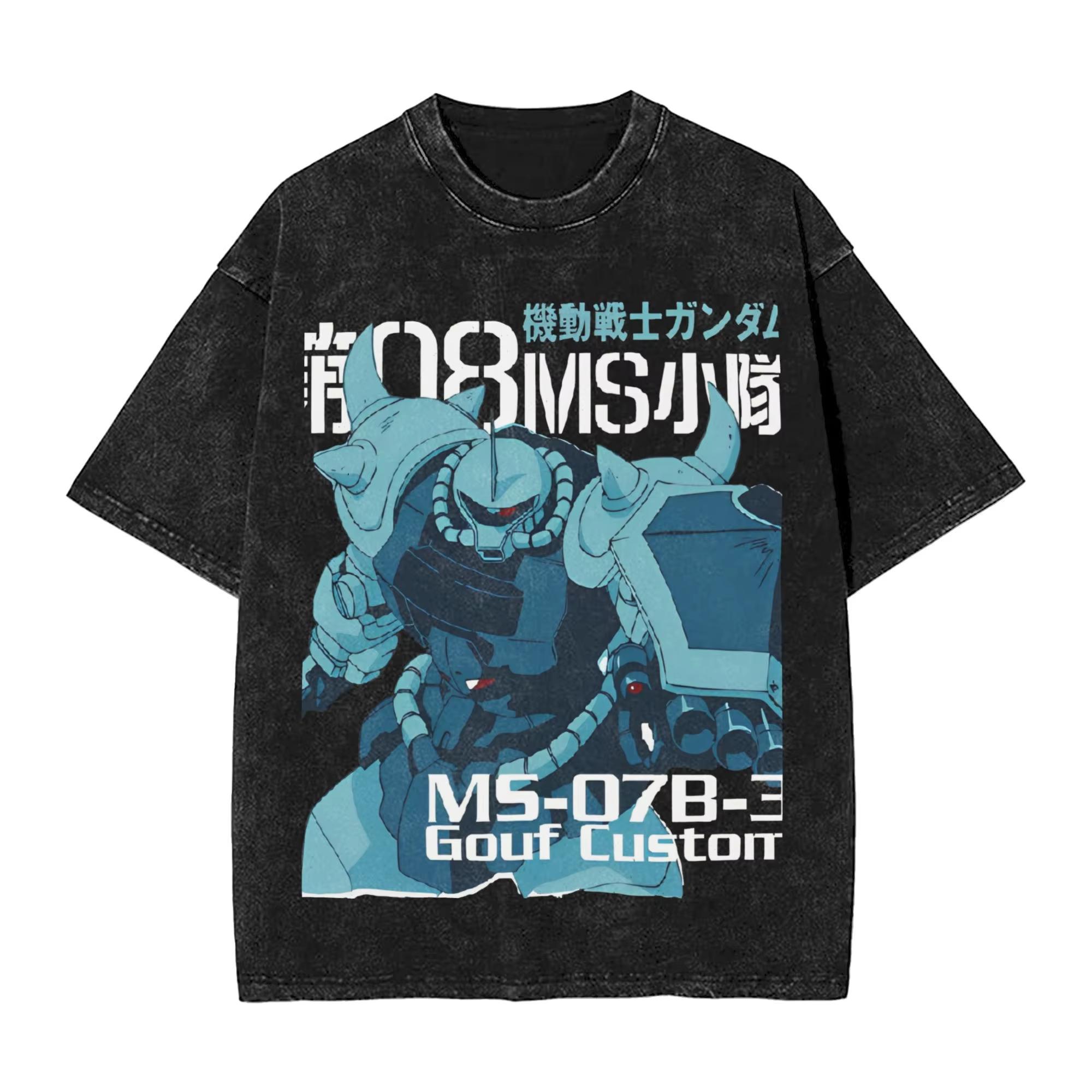 

Anime Mobile Suit Gundam Harajuku Washed Vintage Vintage T-Shirt Cotton Men Streetwear Oversized Women Short Sleeve 3XL