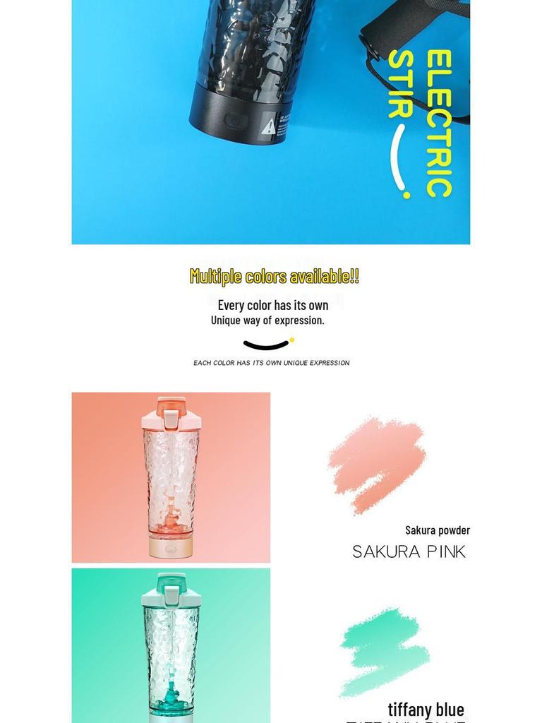 Automatic Magnetic Charging Shaker Cup for Protein Powders and Coffee with Custom Logo Options