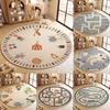 Cartoon Style Animal Pattern Round Carpet, Kids' Play Mat, Living Room Decorative Mat, Study Room Floor Mat, Stain-Resistant