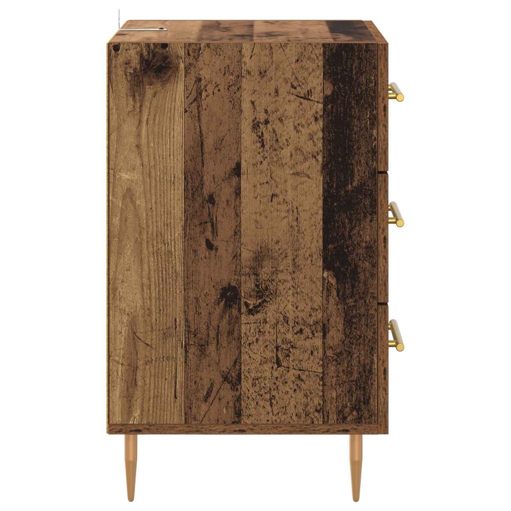 Nightstand with Drawers Reclaimed Wood Look 40 x 40 x 66 cm Engineered Wood