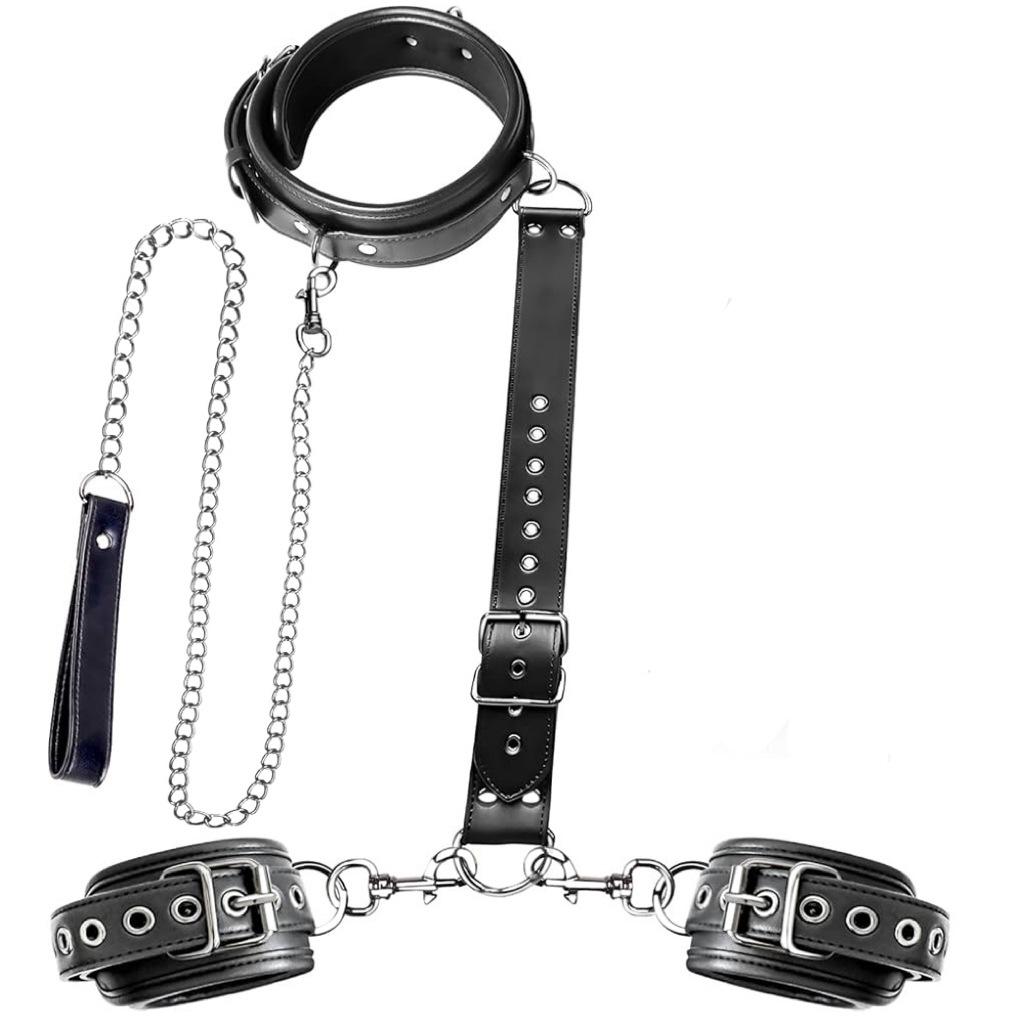 Bondage Sex Restraints Set For Couples Sex Toys Neck to Wrist Restraints with Collar Bondage Gear Accessories Adults SM Toy