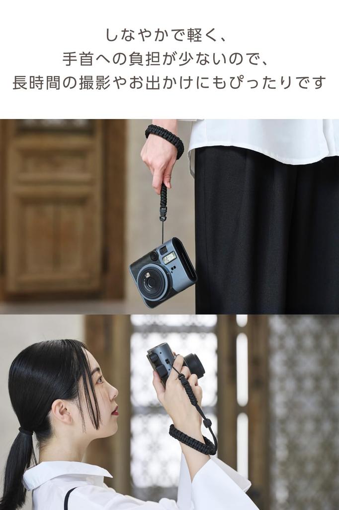 Elecom Ремінець на руку для Fujifilm та інших компактних, Мотузковий Drop, Чорний, Instax, QuickSnap, Камер, Плетений, Захист, (IC-STHKNBK)